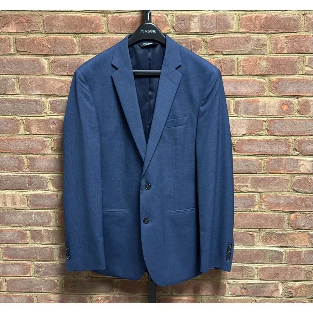 Jos. A. Bank Men’s Blue 100% Wool Traveler Slim Fit Suit Size 40L 34Rx33.5